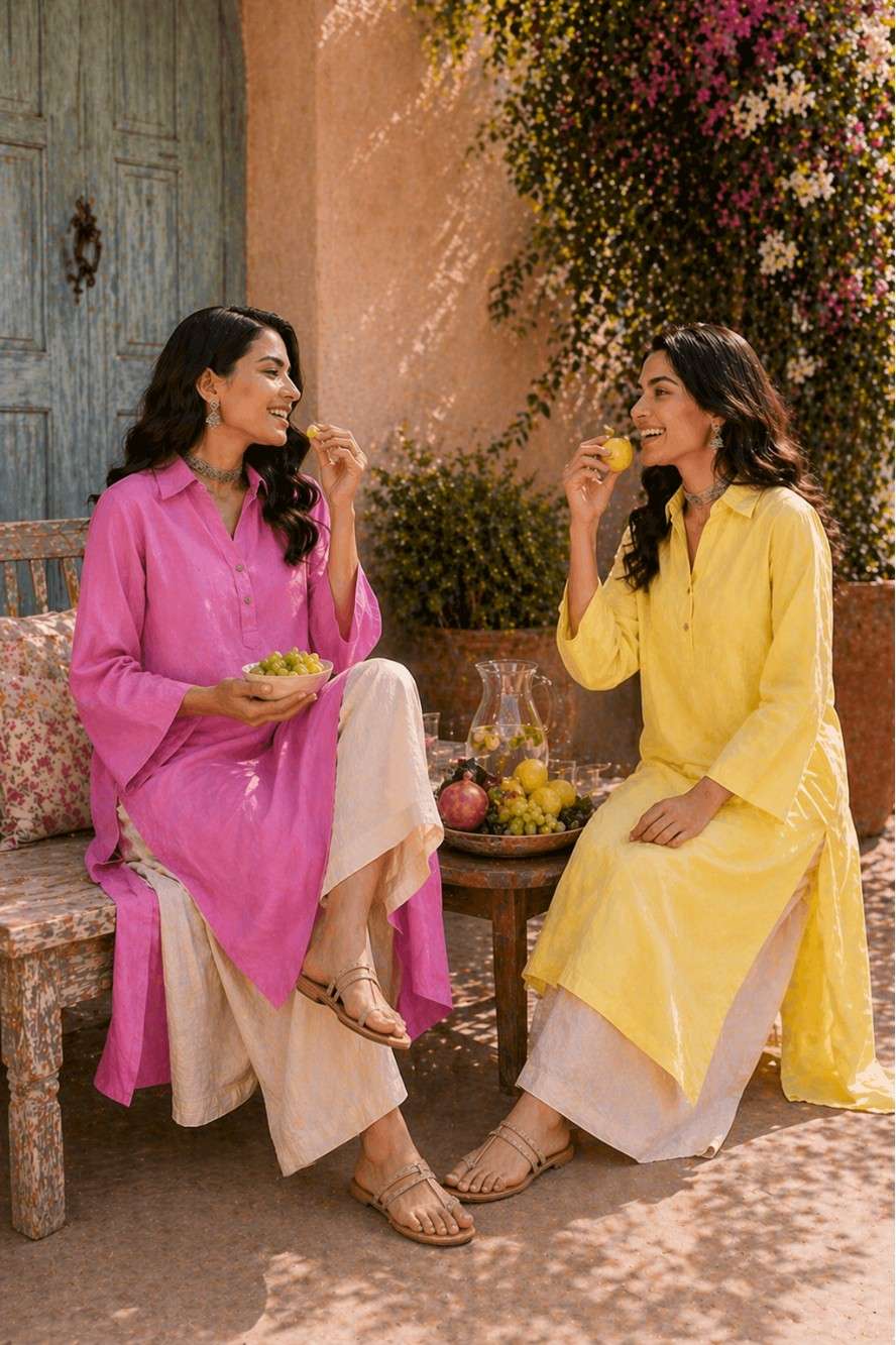 Baby Pink Collar Kurta