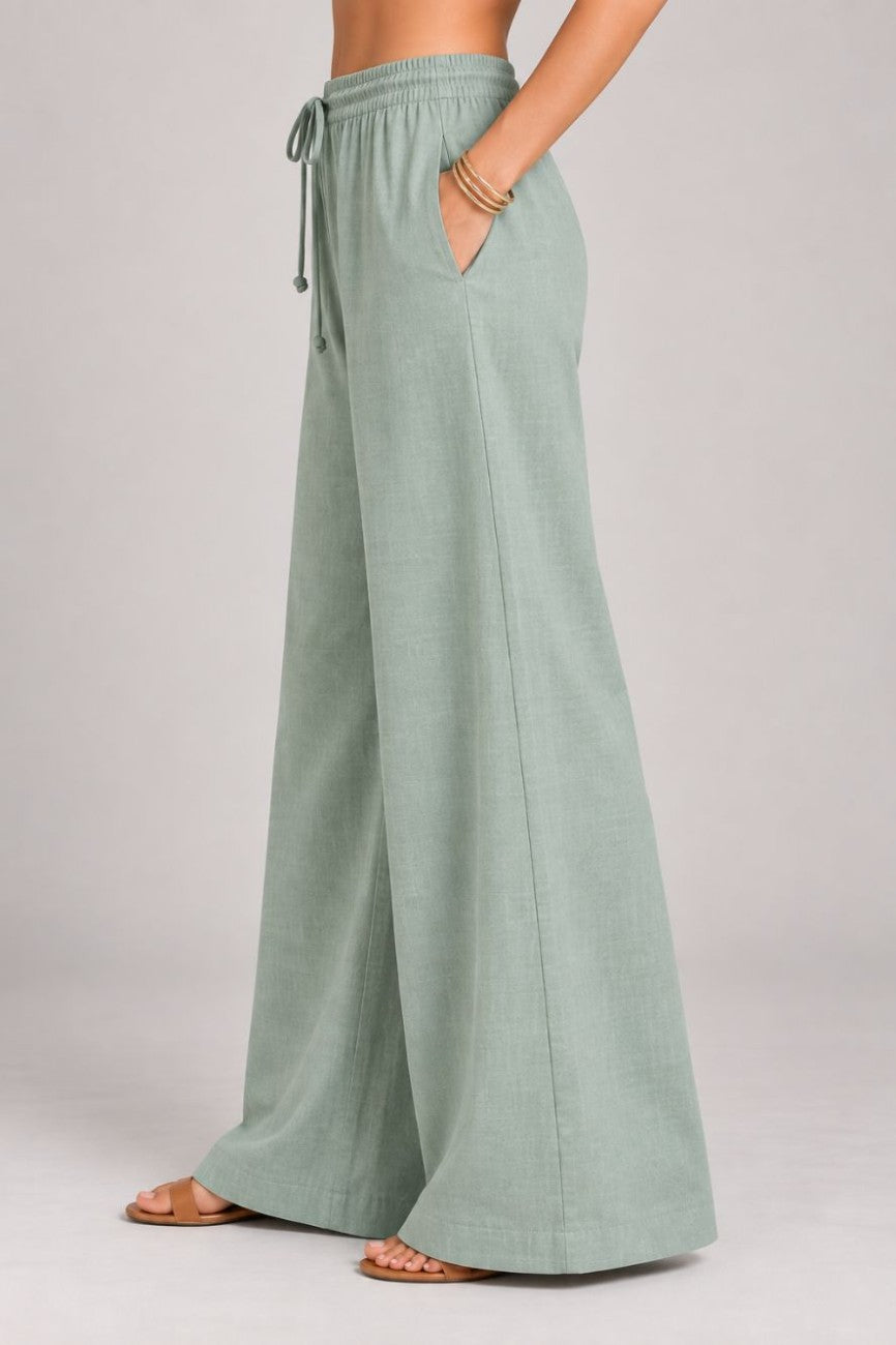 Cyan Green Relaxed Pant - Aasnaaya
