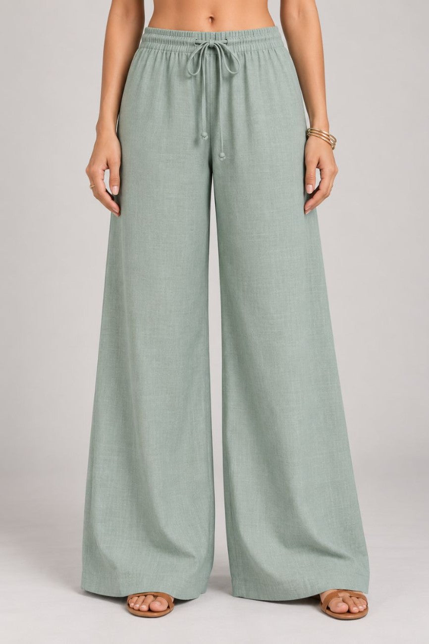 Cyan Green Relaxed Pant - Aasnaaya
