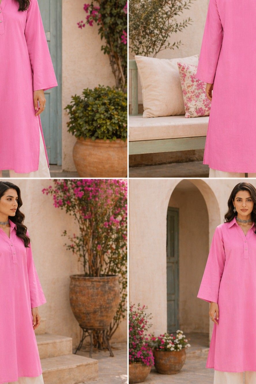 Baby Pink Collar Kurta