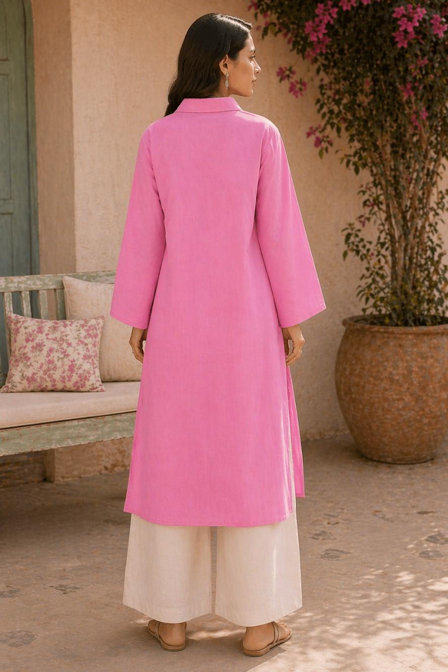 Baby Pink Collar Kurta