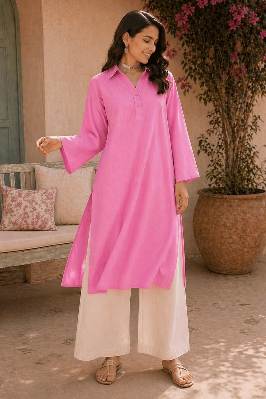 Baby Pink Collar Kurta