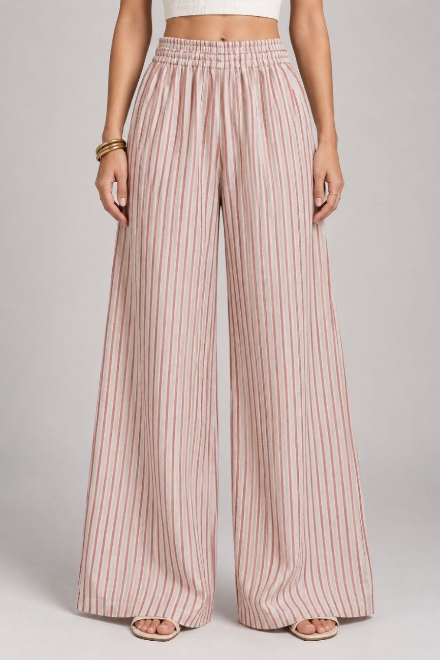 Red Striped Pant - Aasnaaya