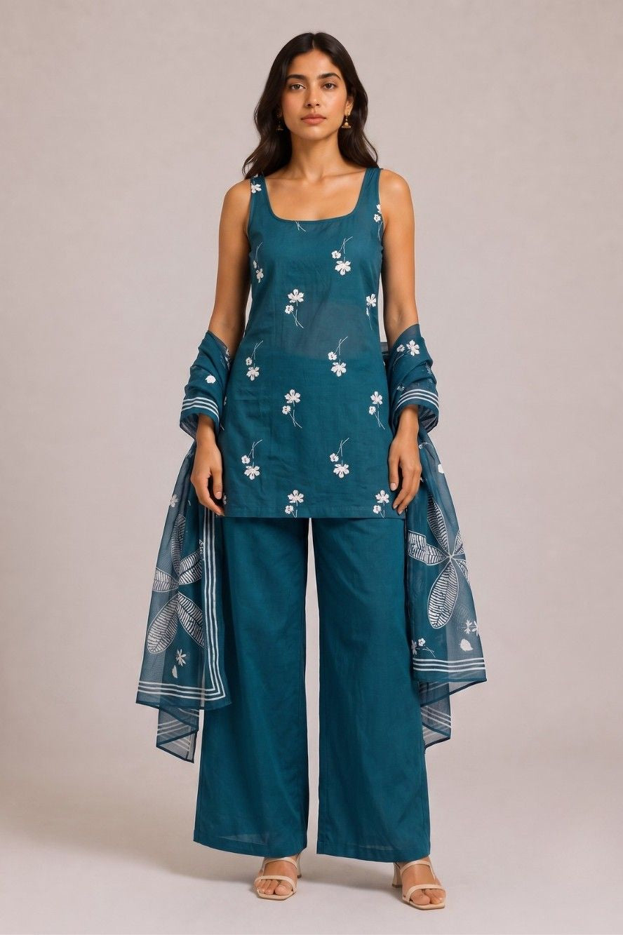 Tarini Cotton Kurti Pant Dupatta Set  | Aasnaaya