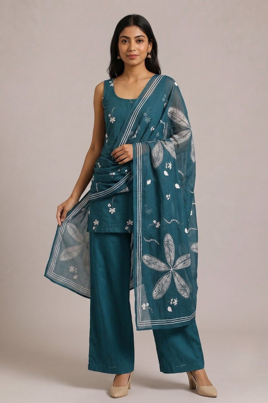 Tarini Cotton Kurti Pant Dupatta Set  | Aasnaaya