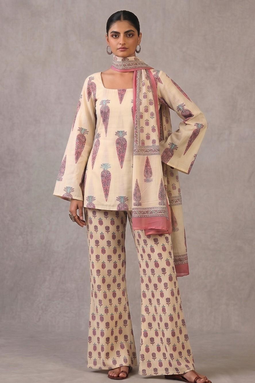 Aarika Cotton Kurti Pant Dupatta Set | Aasnaaya