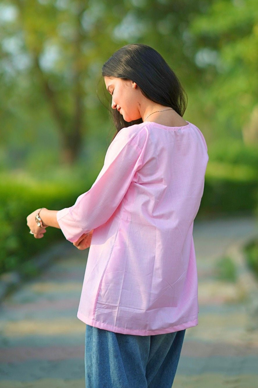 Rosy Oversized Top